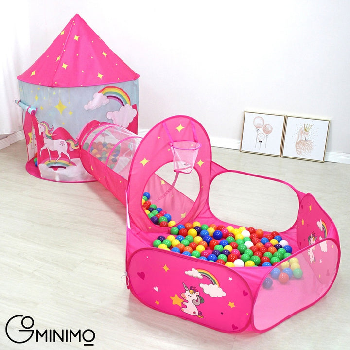 GOMINIMO 3 in 1 Unicorn Style Kids Play Tent (Pink)