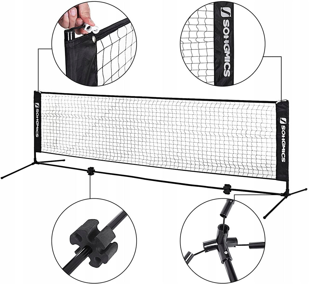 SONGMICS 5m Portable Tennis Badminton Net Black