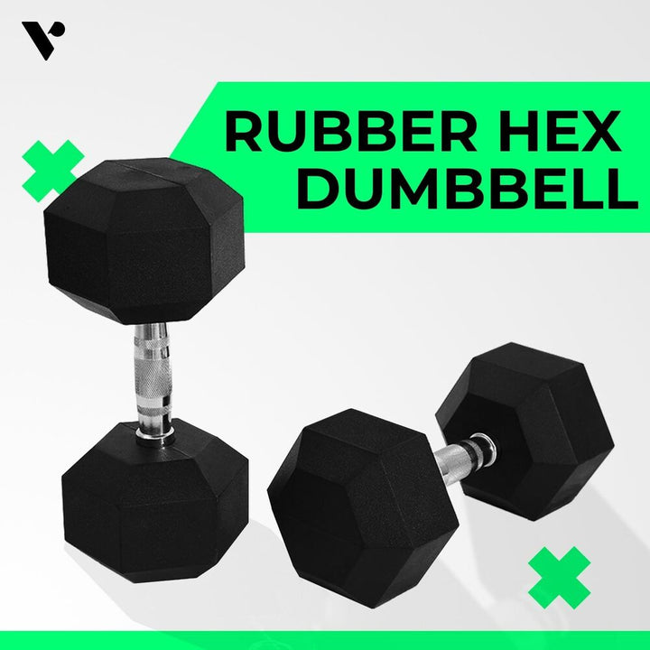 VERPEAK Rubber Hex Dumbbells 15kg -