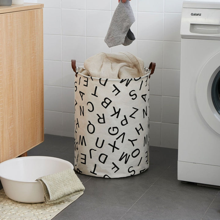 GOMINIMO Laundry Basket Round Foldable (Alphabet)