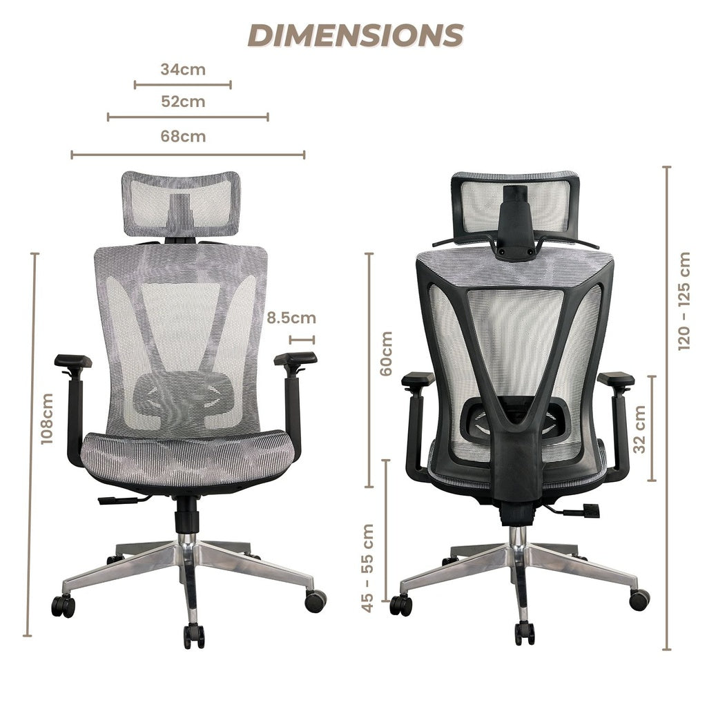 EKKIO Byron - Office Chair (Silver)