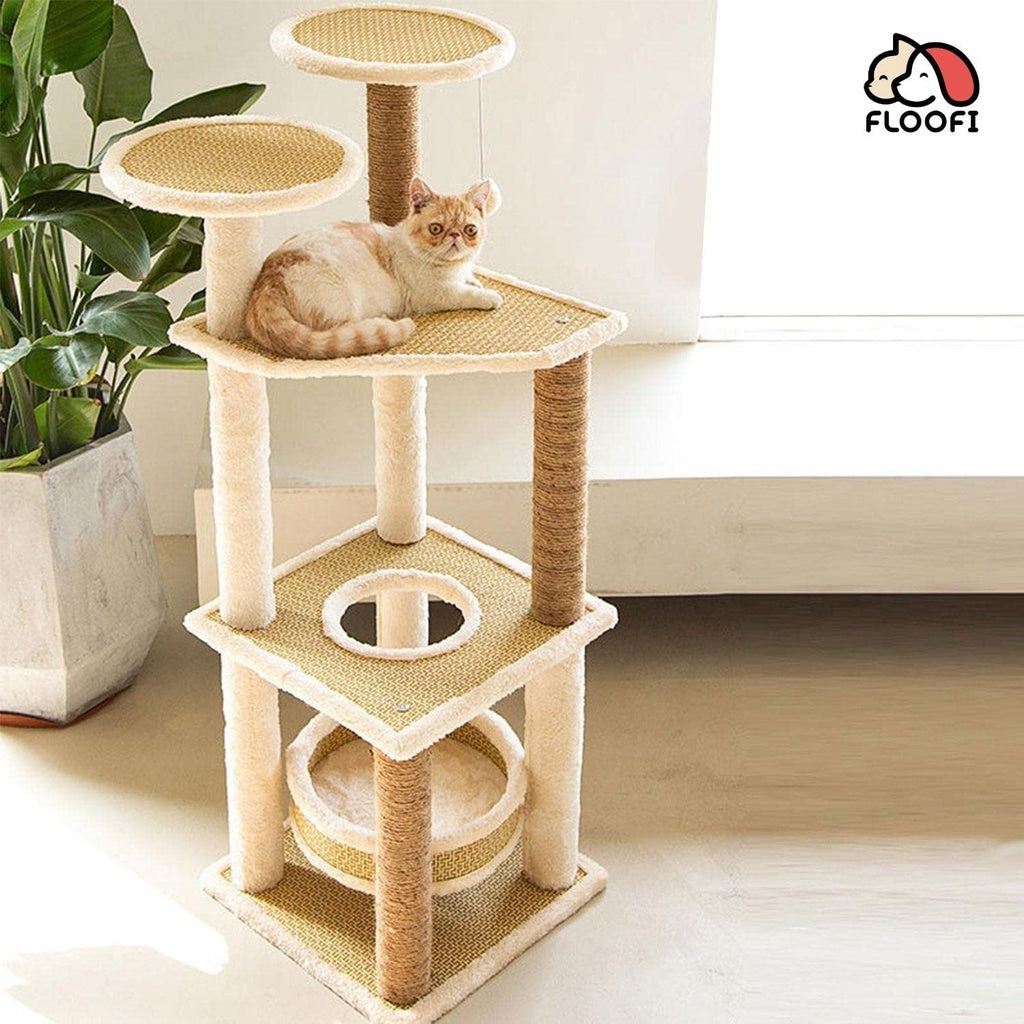 Floofi 120cm 5 Layer Cat Condo Cat Tree Beige