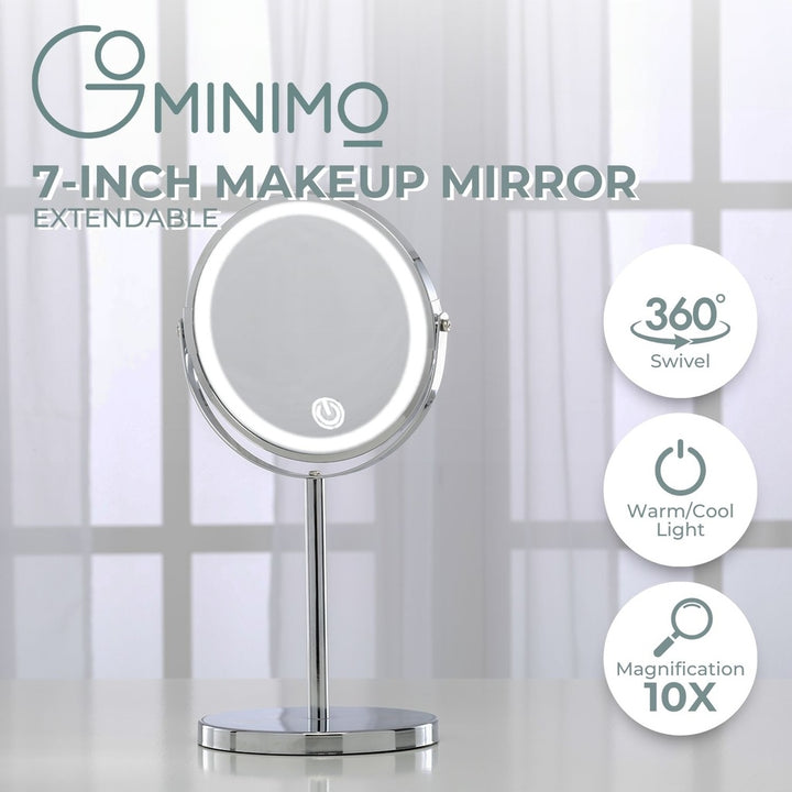 GOMINIMO 7 Inch LED Makeup Mirror with 10x Magnifying (Silver)