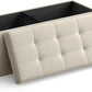 SONGMICS 109cm Folding Storage Ottoman Bench Beige