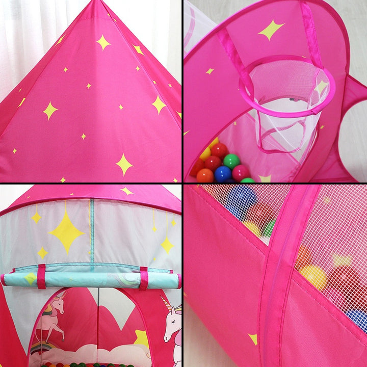 GOMINIMO 3 in 1 Unicorn Style Kids Play Tent (Pink)