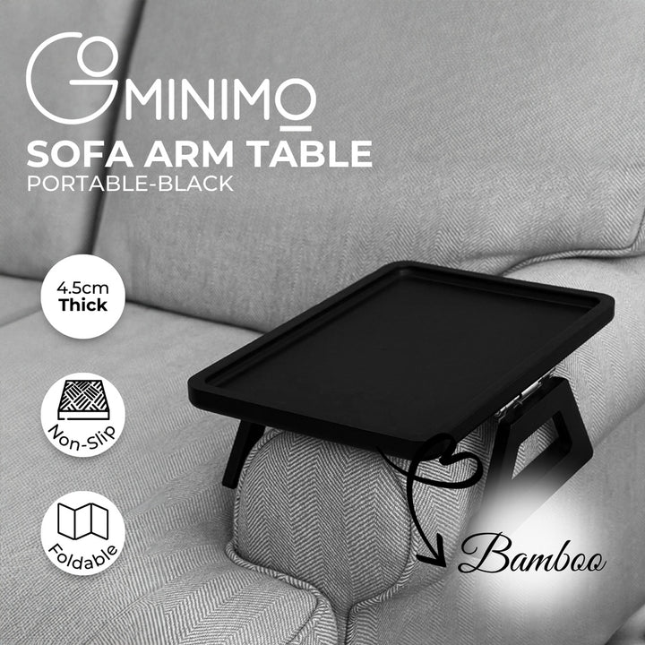 GOMINIMO Portable Sofa Arm Tray For Wide Couches(Black)