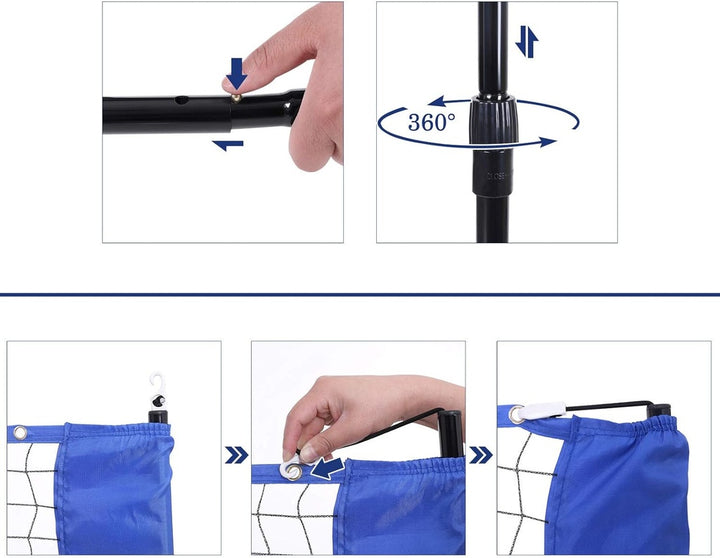 SONGMICS 4m Portable Tennis Badminton Net Blue