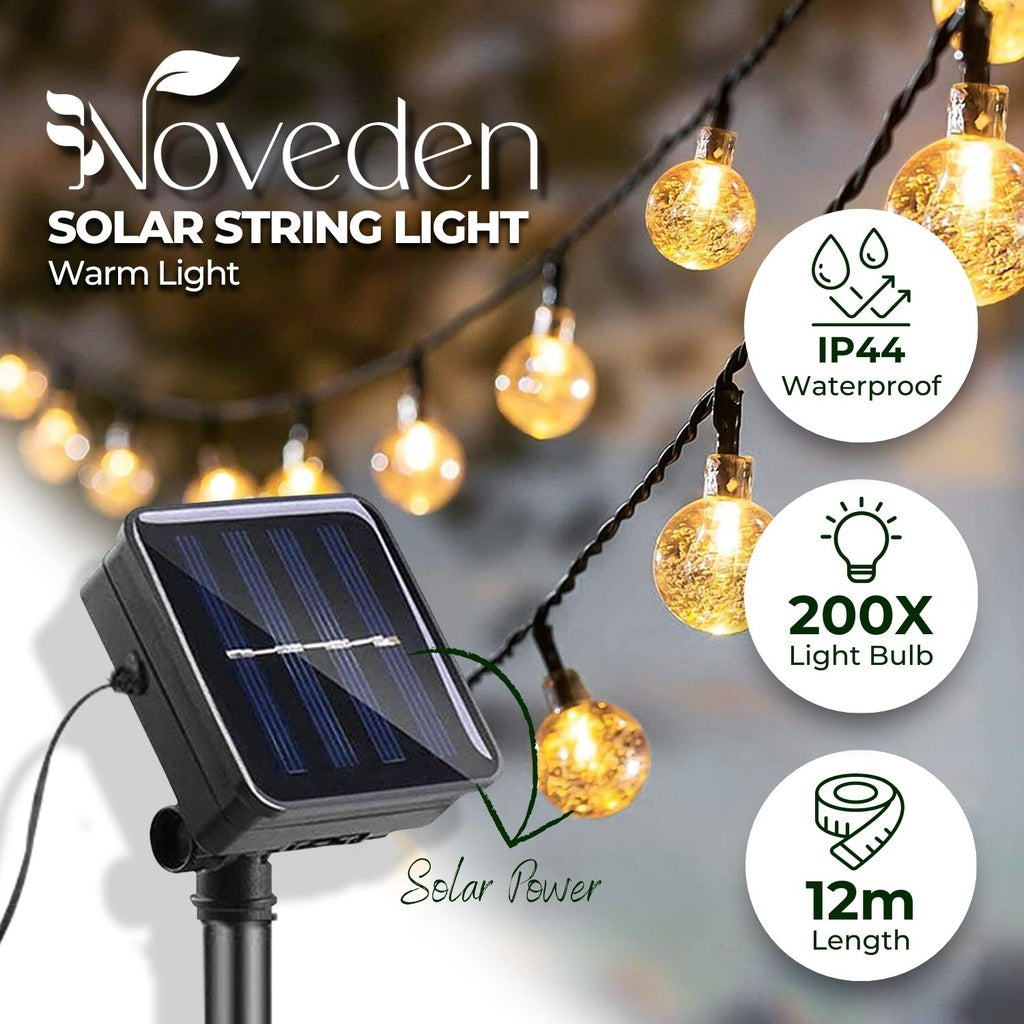 NOVEDEN 200 Light Bulb Solar String Light (Warm Light)