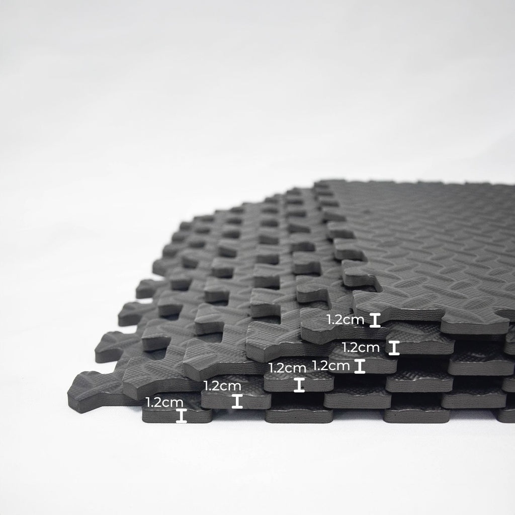 Verpeak Puzzle Gym Mat EVA Interlocking Foam Tiles with Border (Black)