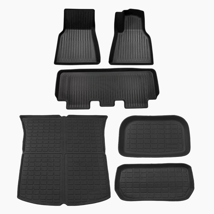 RYNOMATE Set of 6 Tesla Model-Y 2021-2024 Floor Mats (Black)