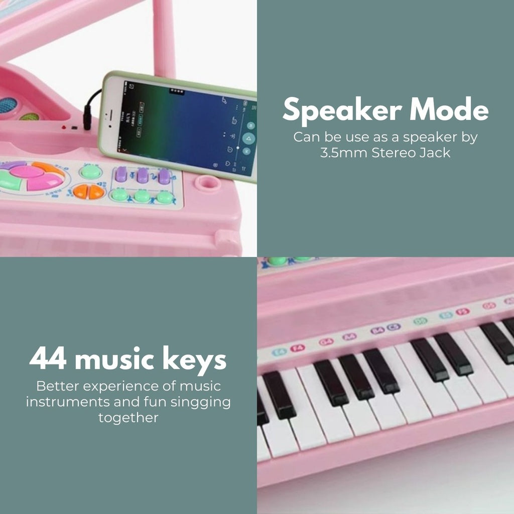 GOMINIMO Kids Electronic Piano Keyboard Toy with Microphone and Chair (Pink)