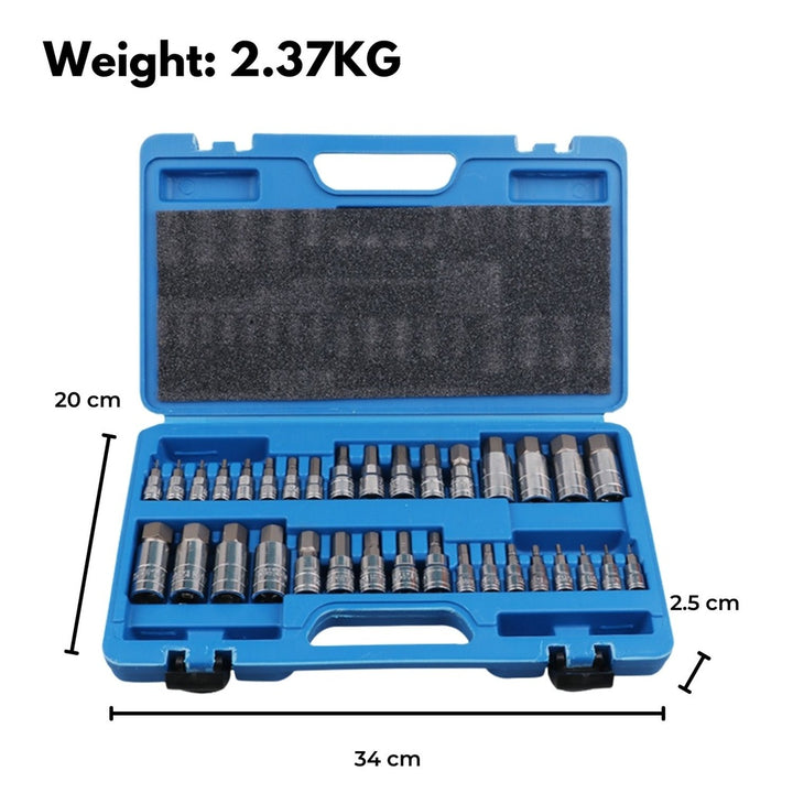 RYNOMATE Hex Bit Socket Set with 1/4" 3/8" 1/2" Allen Key Adapter 34pc