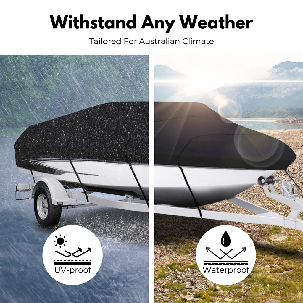 KILIROO 14-16 FT Waterproof Boat Cover (Black)