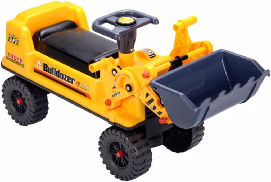 GOMINIMO Kids Ride On Bulldozer Digger Tractor Excavator Toy Car with Helmet