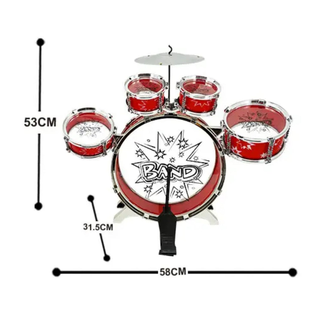 GOMINIMO Kids 6pcs Drum Set with Drummer Seat (Red) GO-KDS-100-BHP