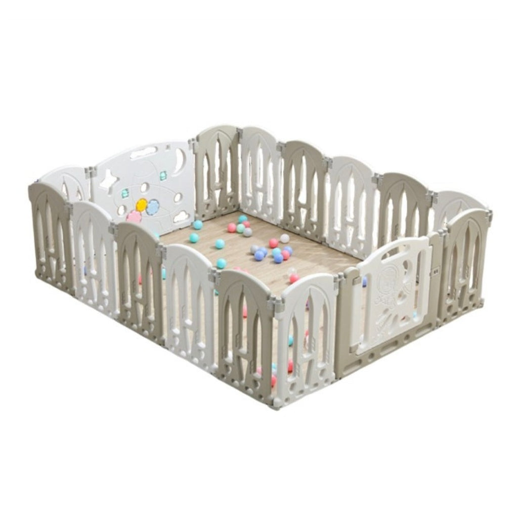 GOMINIMO Foldable Baby Playpen with 16 Panels (White Grey)