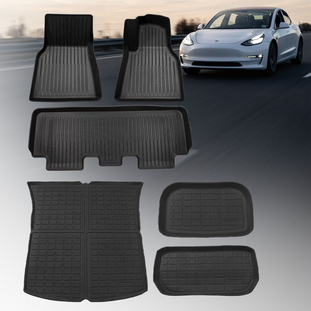 RYNOMATE Set of 6 Tesla Model-Y 2021-2024 Floor Mats (Black)