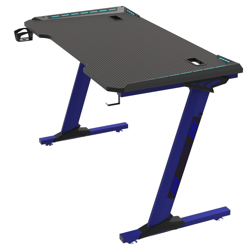 EKKIO RGB Gaming Desk Z Shape Blue 140cm EK-GD-108-AL