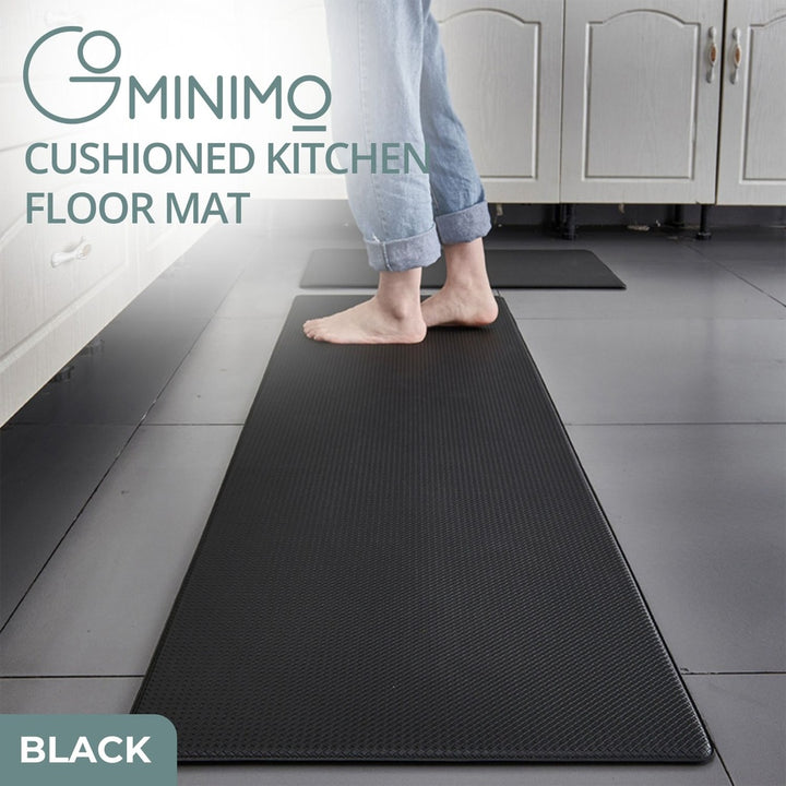 GOMINIMO PVC Kitchen Mat 2pcs Set Black