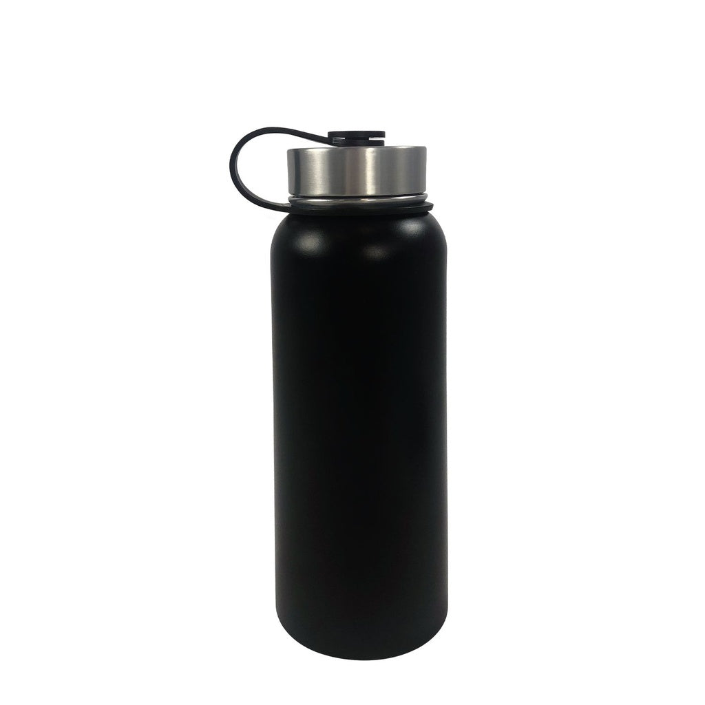 VERPEAK 40oz Vacuum Insulated Water Bottle 3 Lids with Straw (Black)