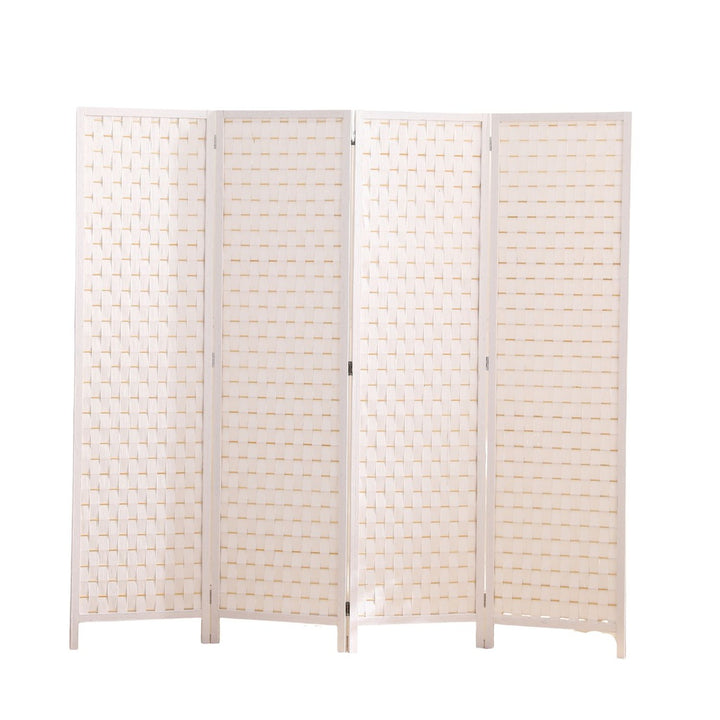 EKKIO 4-Panel Pine Wood Room Divider (White)