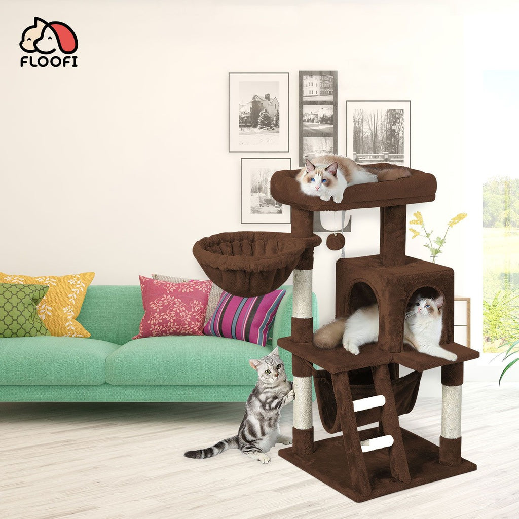 Floofi 104cm Plush Cat Condo Cat Tree Brown