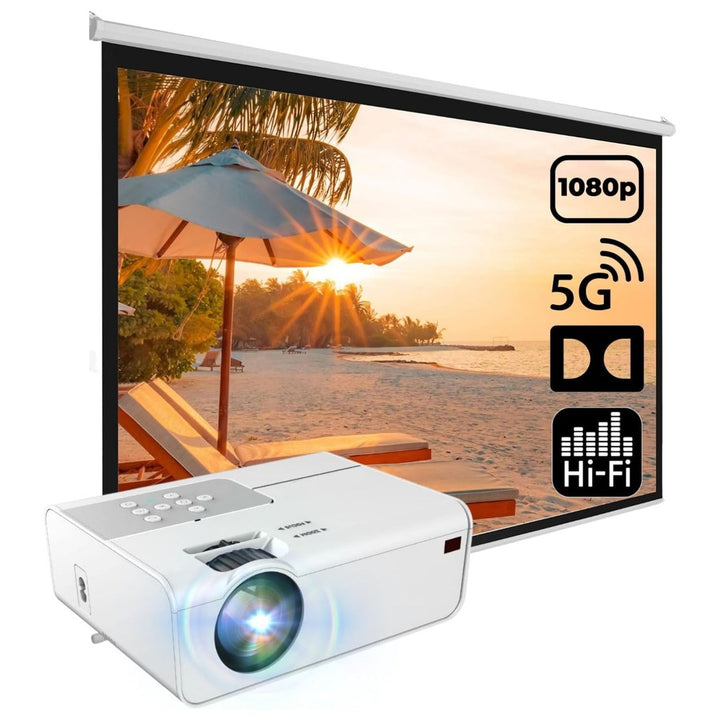 MIRAKLASS Wifi Video Projector 1080P 150 Ansi Lumens (White)