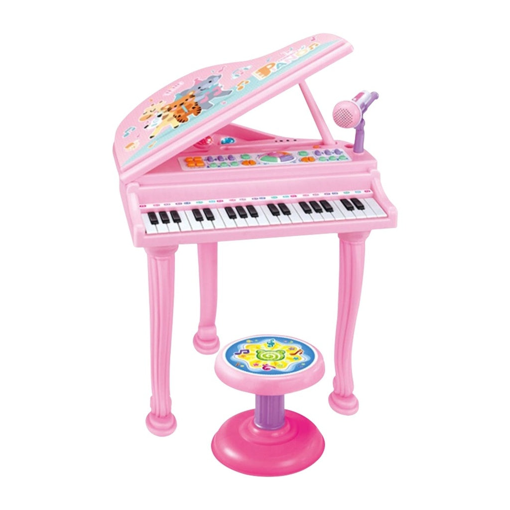 GOMINIMO Kids Electronic Piano Keyboard Toy with Microphone and Chair (Pink)