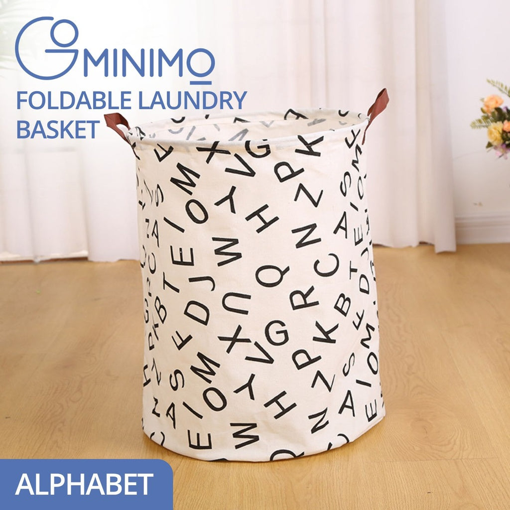 GOMINIMO Laundry Basket Round Foldable (Alphabet)