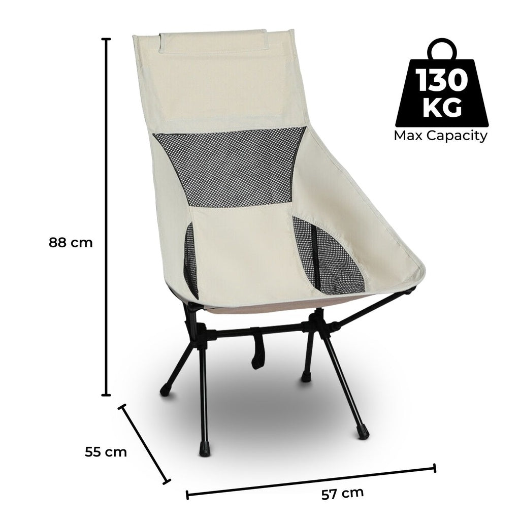 KILIROO Camping Folding Chair with Storage Bag (Beige)