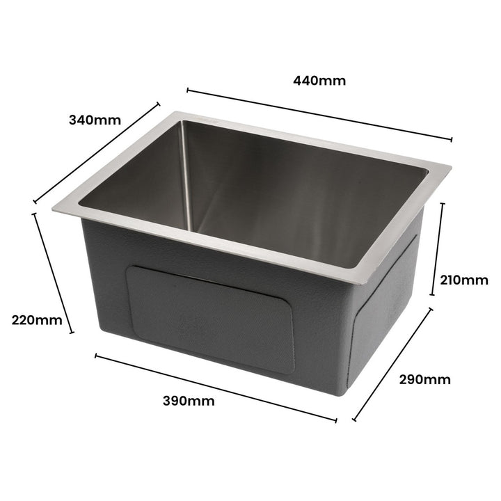 AMIRRA Kitchen Stainless Steel Sink 440mm x 340mm with Nano Coating (Silver Black)