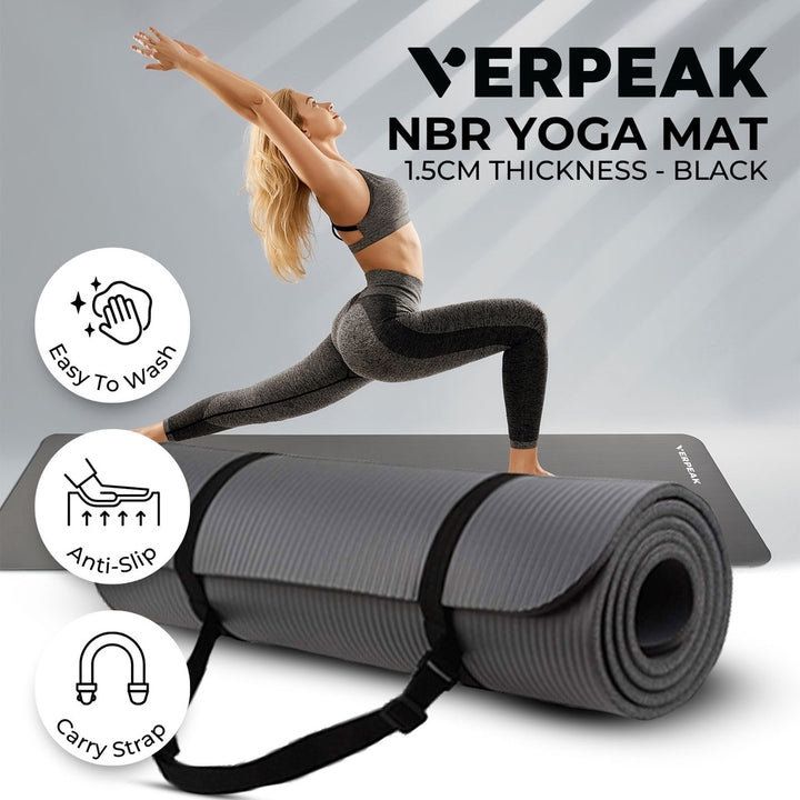 Verpeak NBR Yoga Mat 1.5CM Black