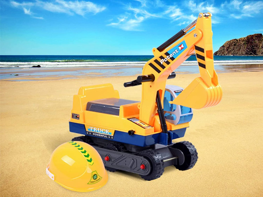 GOMINIMO Kids Ride On Sand Excavator Toy Car with Helmet