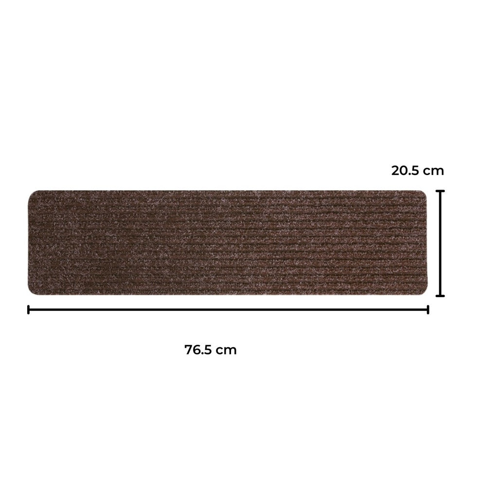 GOMINIMO Set of 15 Non Slip Carpet Stair Tread 20.3 x76cm (Brown)