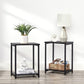 VASAGLE Side Table Set of 2 Charcoal Gray and Black with Storage Shelf