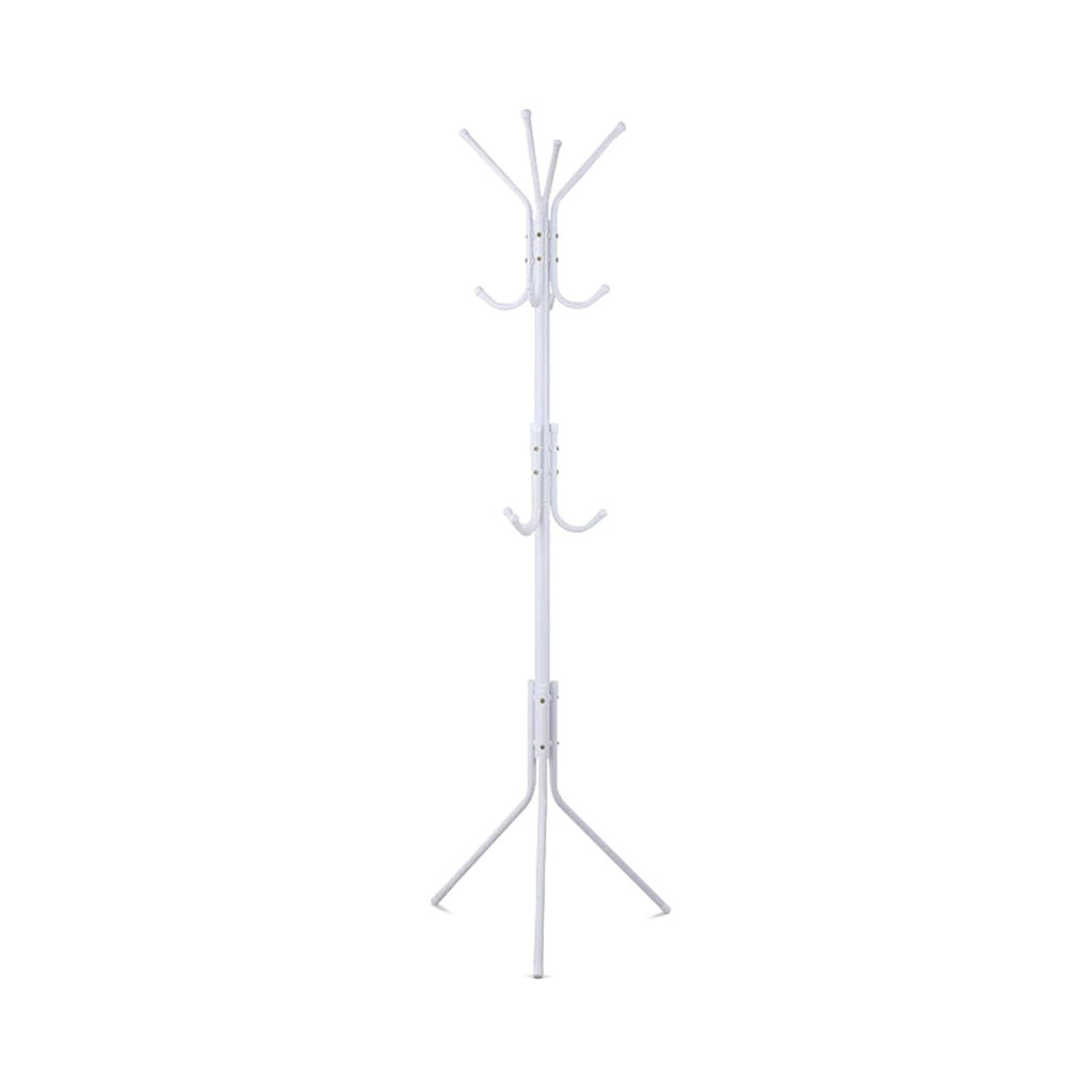 EKKIO 12 Hook Metal Coat Rack Stand with 3-Tier Hat Hanger (White)