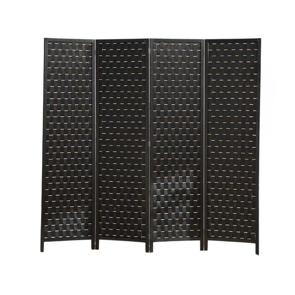 EKKIO 4-Panel Pine Wood Room Divider (Black)