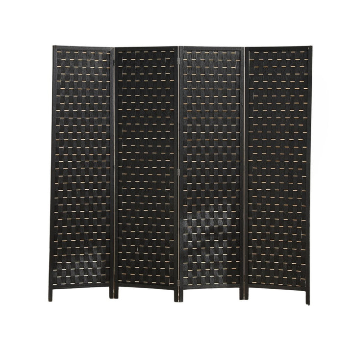 EKKIO 4-Panel Pine Wood Room Divider (Black)