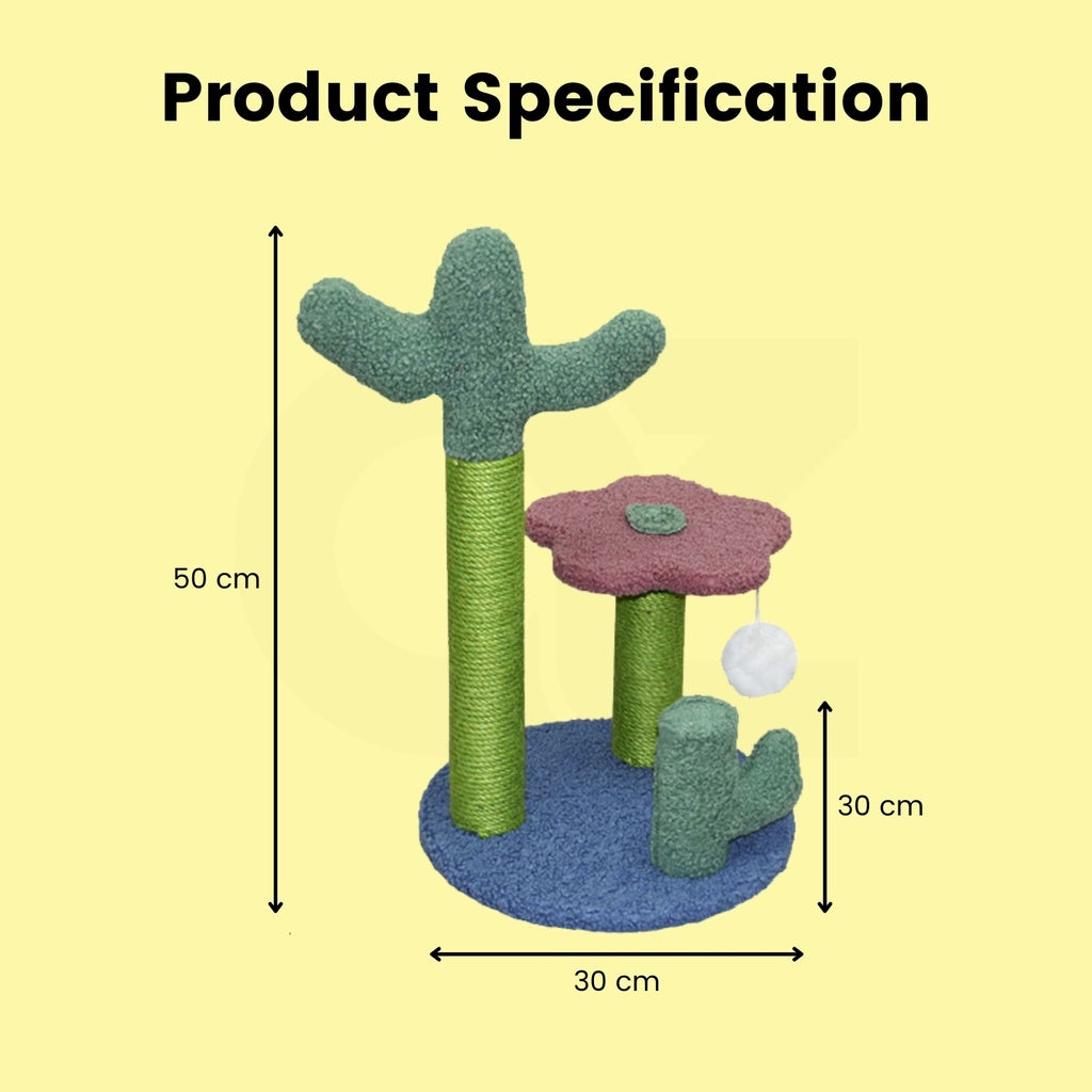 Floofi Flower Cat Tree with 2 Cactus 50cm