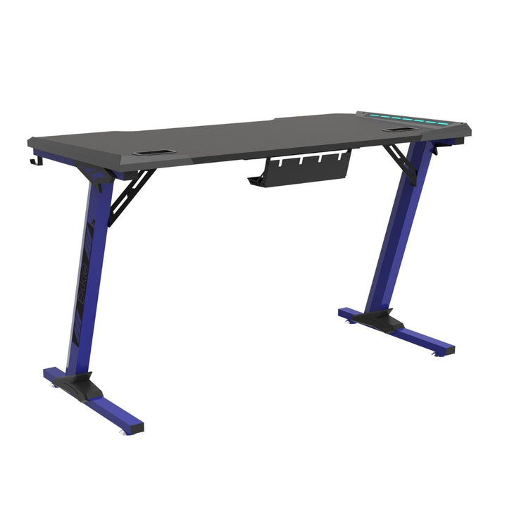 EKKIO RGB Gaming Desk Z Shape Blue 140cm EK-GD-108-AL