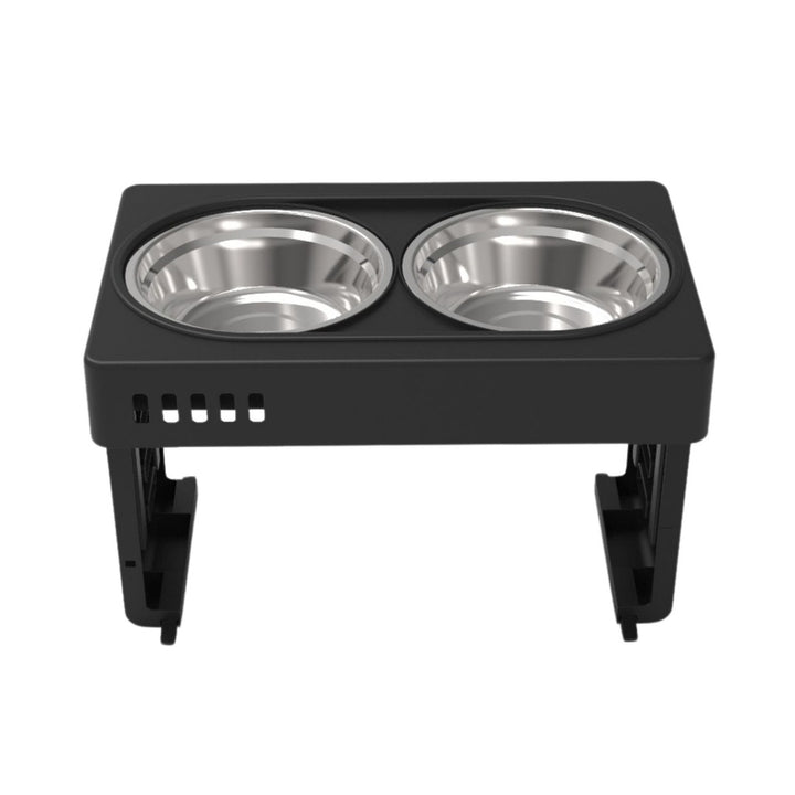 FLOOFI Elevated Raised Pet Feeder with Double Bowl (Black)