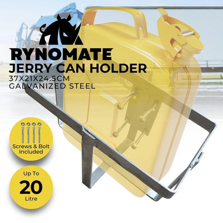 RYNOMATE 20L Jerry Can Holder for 4x4 Camper Trailer Caravan (Silver)