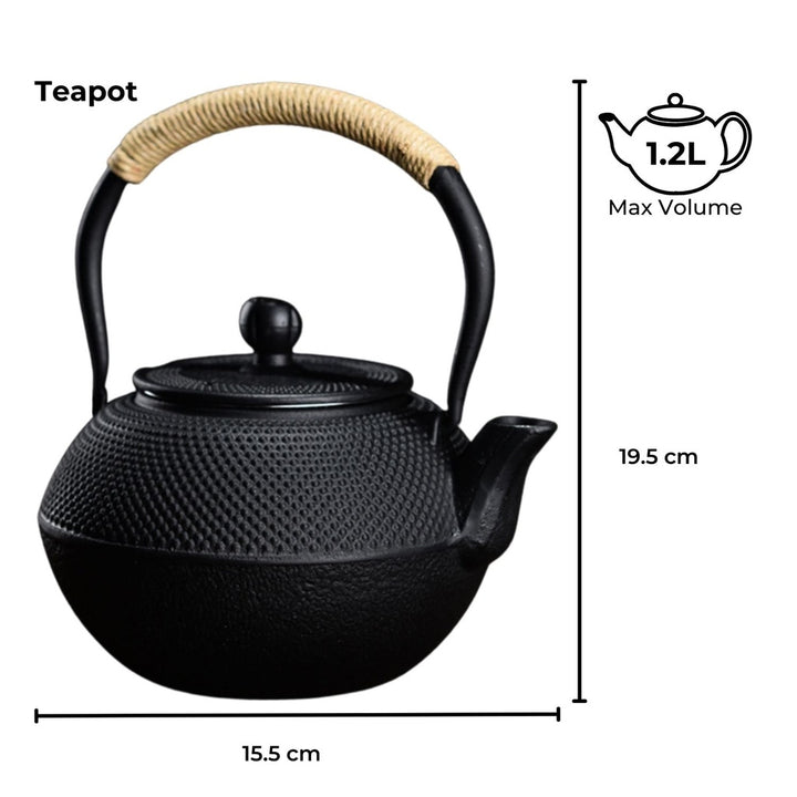 GOMINIMO 1200ML Iron Teapot with Filter and Warmer