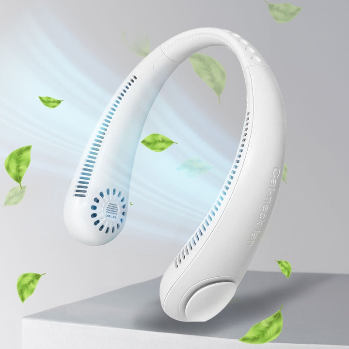 GOMINIMO Rechargeable Portable Bladeless Neck Fan with 3 Speeds and 62 Air Outlet (White)