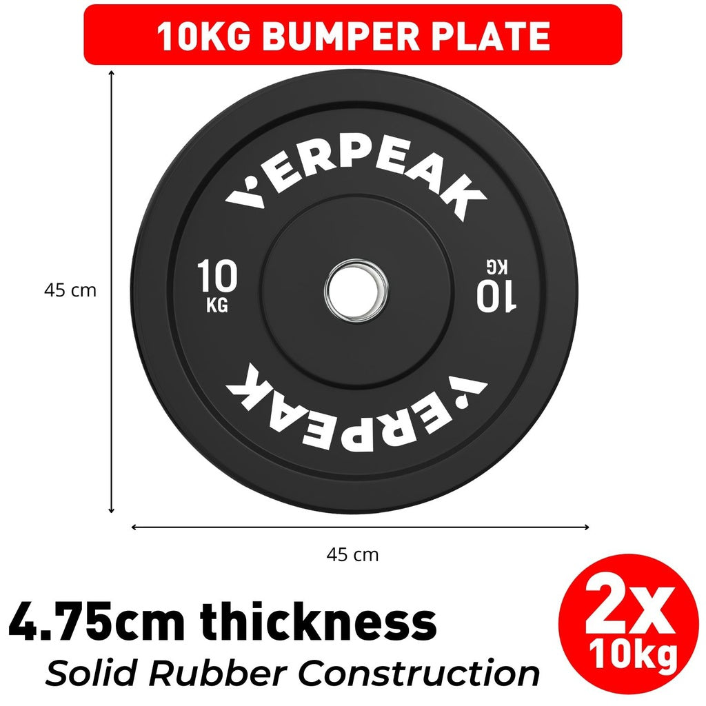 VERPEAK Black Bumper Weight Plates-Olympic (10kgx2) VP-WP-101-FP / VP-WP-101-LX