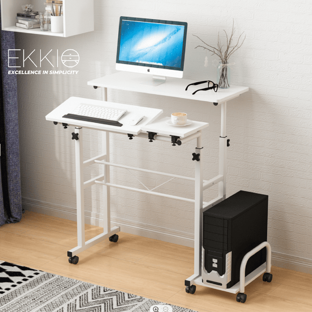 Ekkio Mobile Desk Detachable Sideboard White