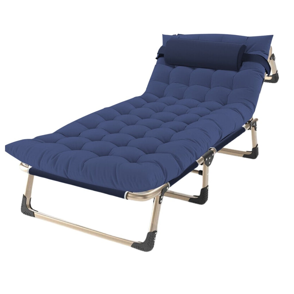 KILIROO Adjustable Portable Folding Bed with Mattress and Headrest (Blue)