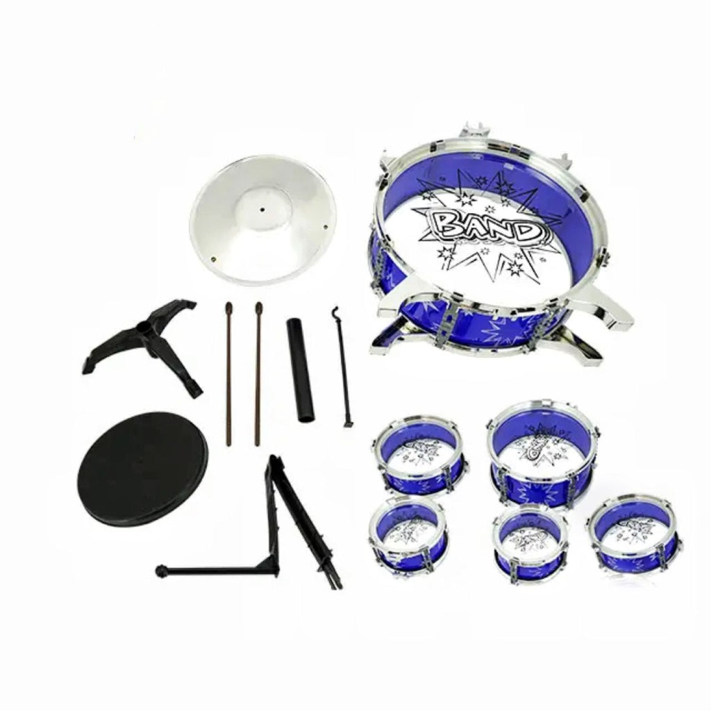 GOMINIMO Kids 6pcs Drum Set with Drummer Seat (Blue) GO-KDS-101-BHP