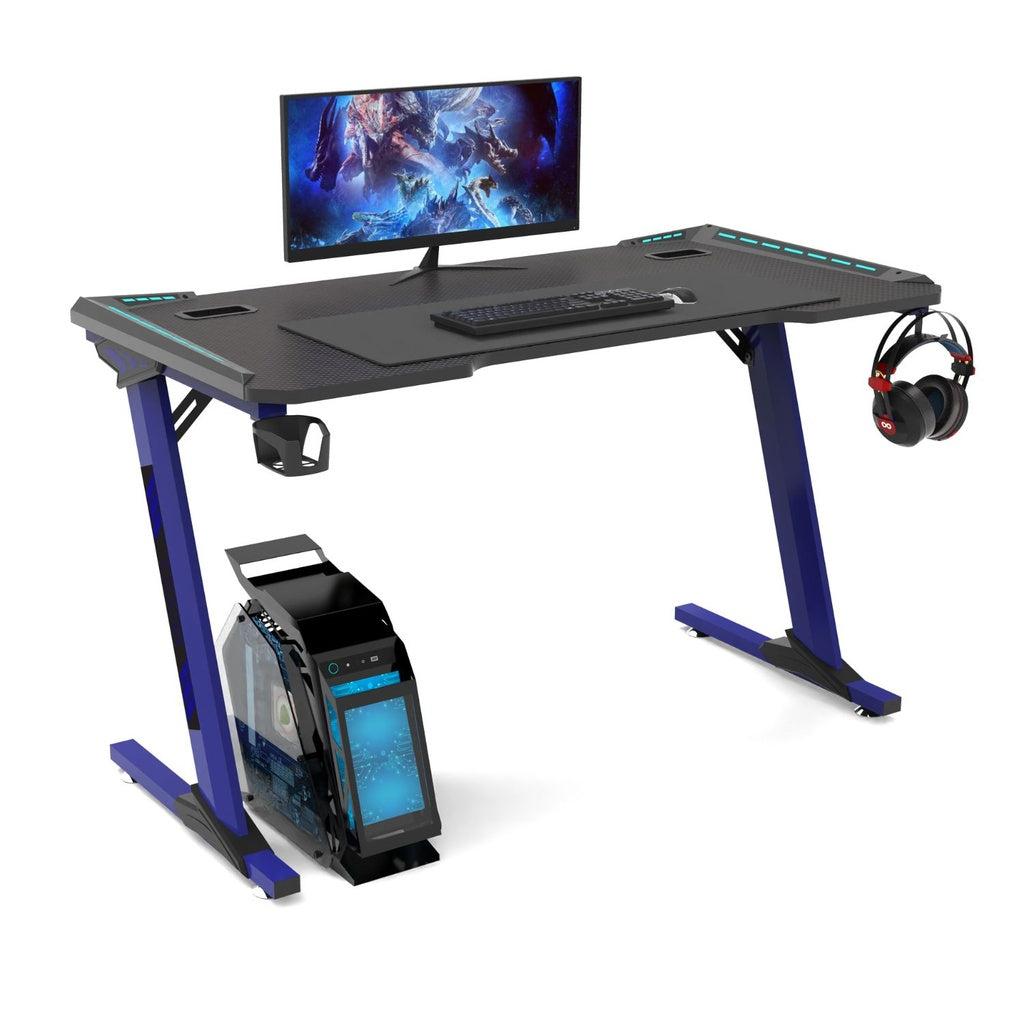 EKKIO RGB Gaming Desk Z Shape Blue 140cm EK-GD-108-AL