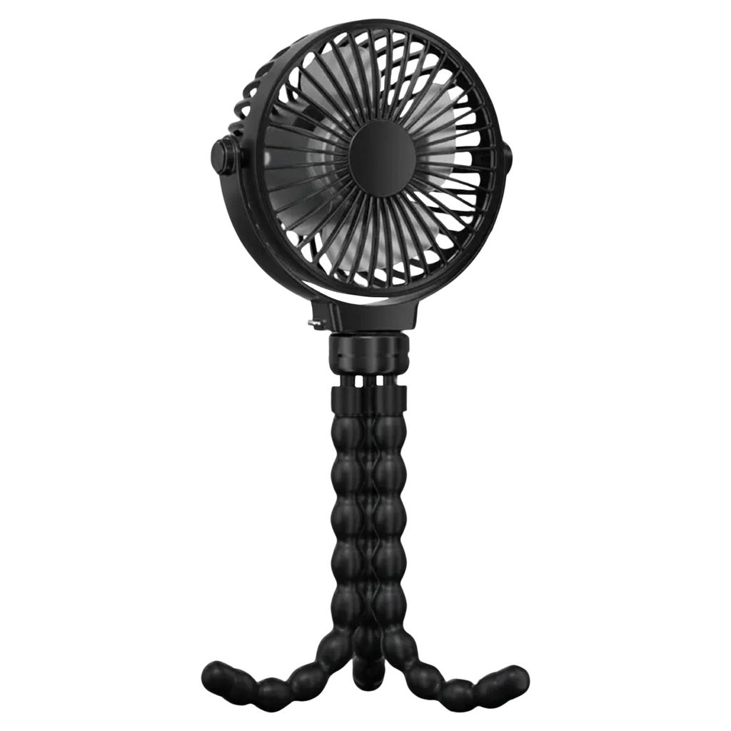 GOMINIMO 5000mAh Rechargeable Clip Fan with Flexible Tripod (Black)